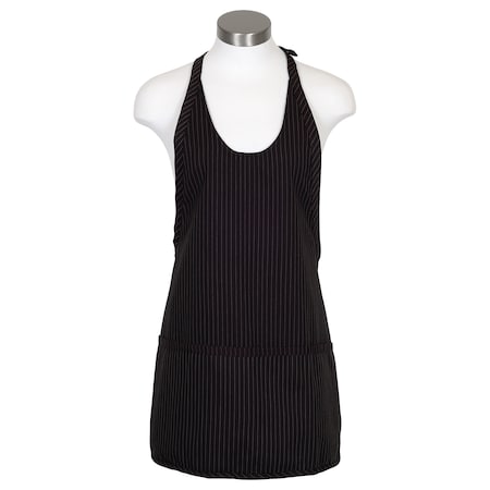 Bib Apron, Scoop Neck, F27, Black Pinstripe